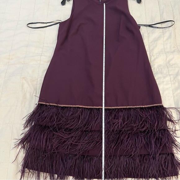 Tahari Purple Dress Feathers and Rhinestones Size 6 - Picture 10 of 10